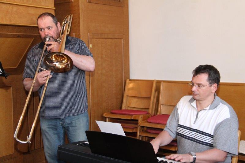 Foto: Edgar Griese Martin Burmann und Walter Köpplinger bei den Proben zur Matinee